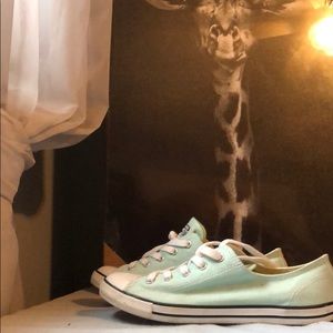 Slightly used mint colored converse low cut